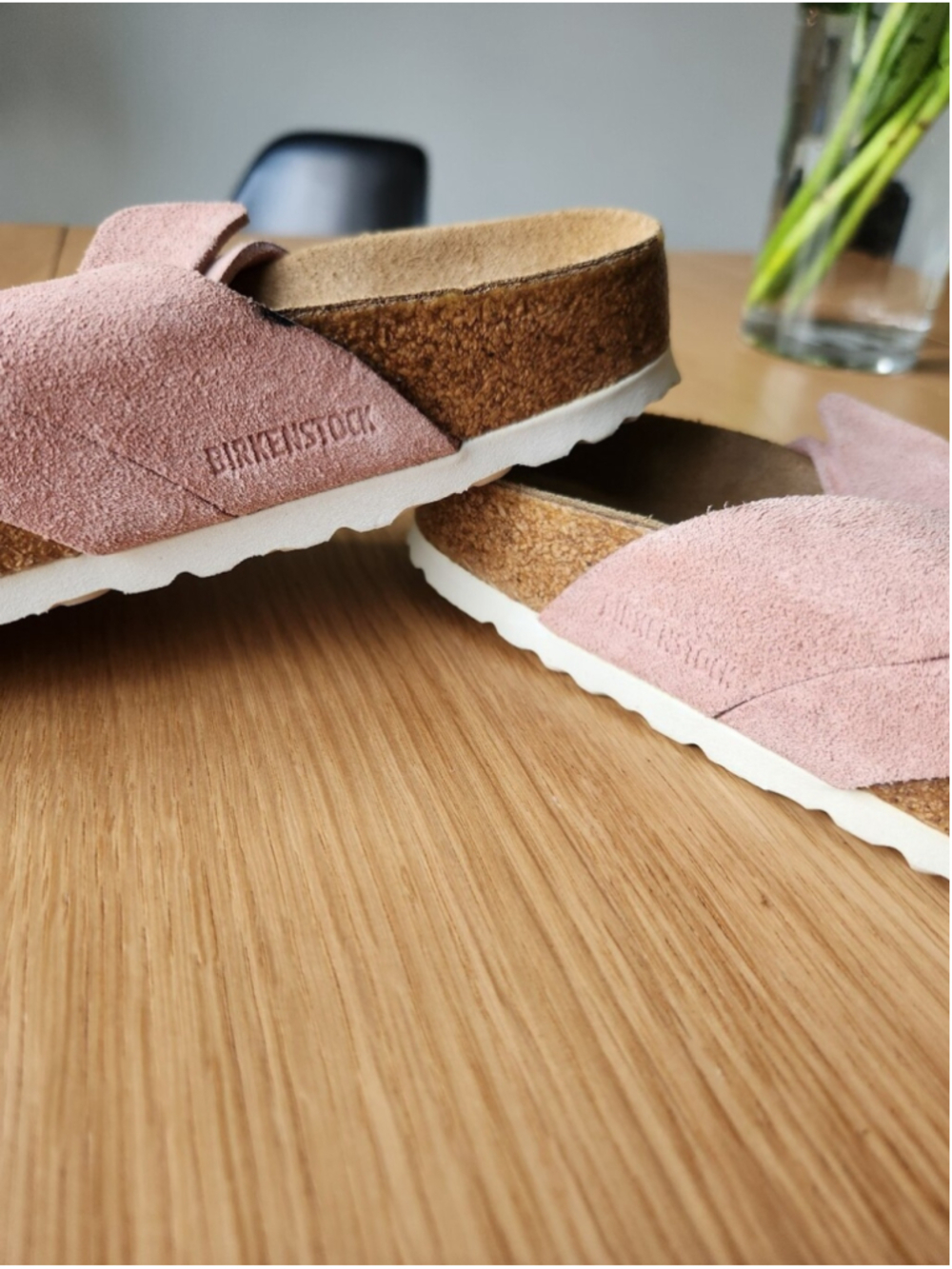 Birkenstock Lugano Soft Footbed Sandals Size 38 Pink Leather Suede Comfortable - Picture 7 of 8
